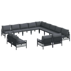 Garden Sofa Set 13 pcs Black Steel without table