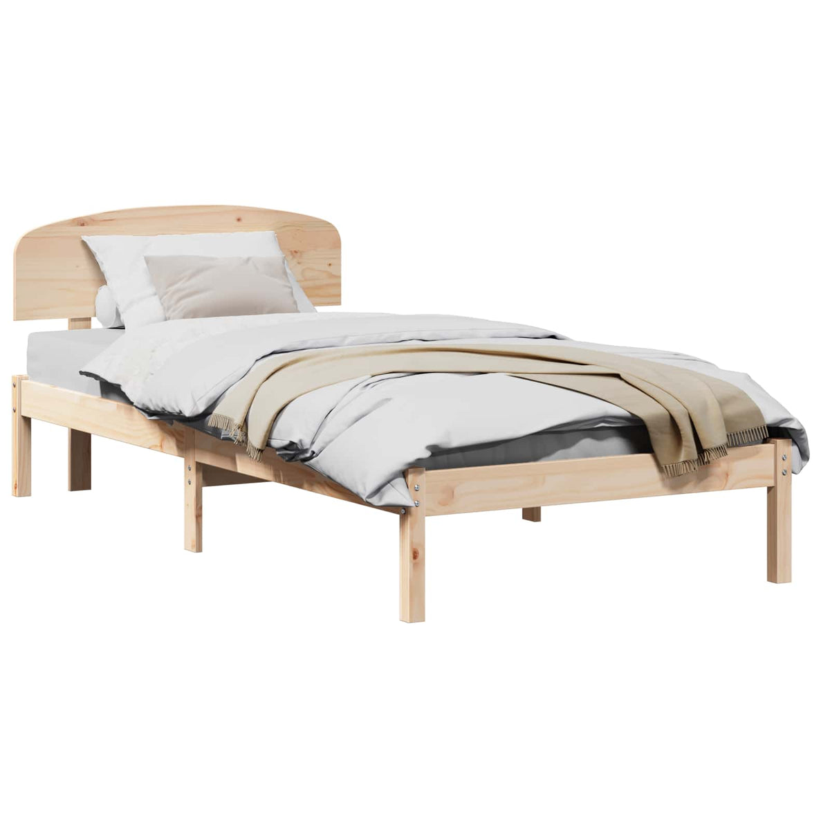 Bed Frame Headboard Solid Pine Wood Length Natural