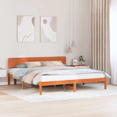 Bed Frame with Headboard Solid Pine Wood Length 200 cm Wax Brown 180 cm