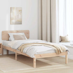 Bed Frame with Headboard Solid Pine Wood Length 200 cm Natural 90 cm