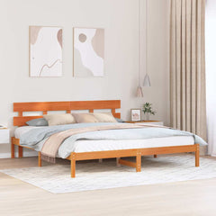 Bed Frame with Headboard Brown Solid Pine wood Length 200 cm Wax Brown 180 cm