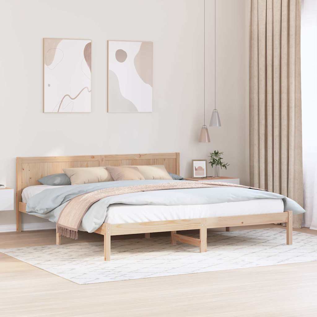 Bed Frame Brown Solid Pine wood Length 200 cm Natural 200 cm