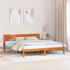 Bed Frame Brown Solid Pine wood Length Wax