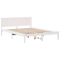 Bed Frame Solid Pine wood Length 200 cm White 140 cm