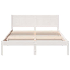 Bed Frame Solid Pine wood Length 200 cm White 140 cm
