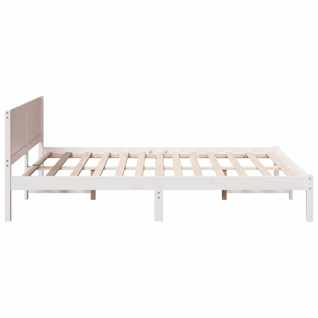 Bed Frame Solid Pine wood Length 200 cm White 140 cm