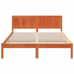 Bed Frame Brown Solid Pine wood Length 200 cm Wax Brown 140 cm
