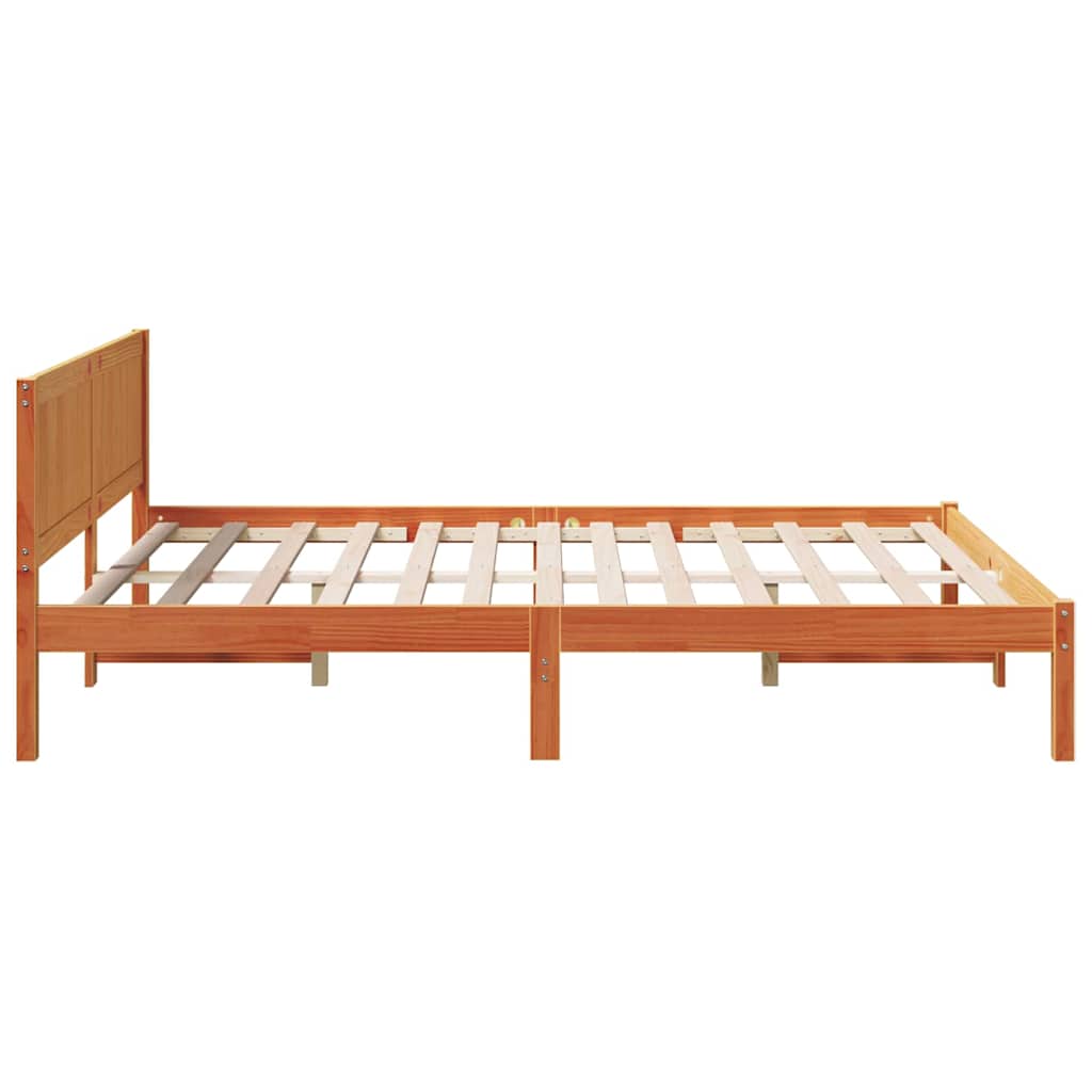 Bed Frame Brown Solid Pine wood Length 200 cm Wax Brown 140 cm
