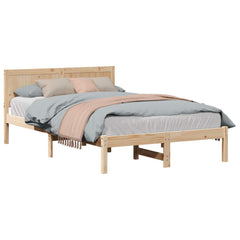 Bed Frame Brown Solid Pine wood Length 190 cm Natural 140 cm