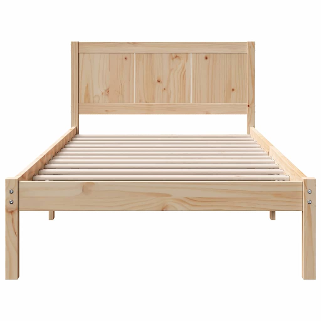 Bed Frame Brown Solid Pine wood Length 200 cm Natural 90 cm
