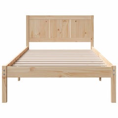 Bed Frame Brown Solid Pine wood Length 200 cm Natural 90 cm