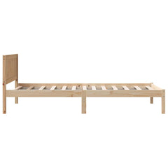 Bed Frame Brown Solid Pine wood Length 200 cm Natural 90 cm