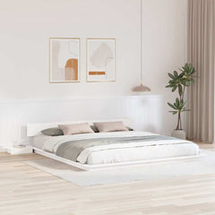 Bed Frame Wood Length 200 cm White 200 cm