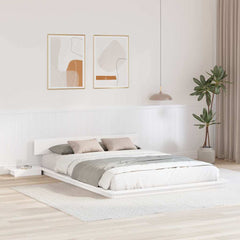 Bed Frame Wood Length 200 cm White 150 cm