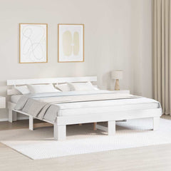 Bed Frame with Headboard Solid Pine Wood Length 200 cm White 180 cm