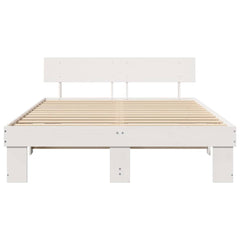 Bed Frame with Headboard Solid Pine Wood Length 200 cm White 140 cm