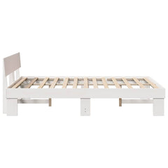Bed Frame with Headboard Solid Pine Wood Length 200 cm White 140 cm
