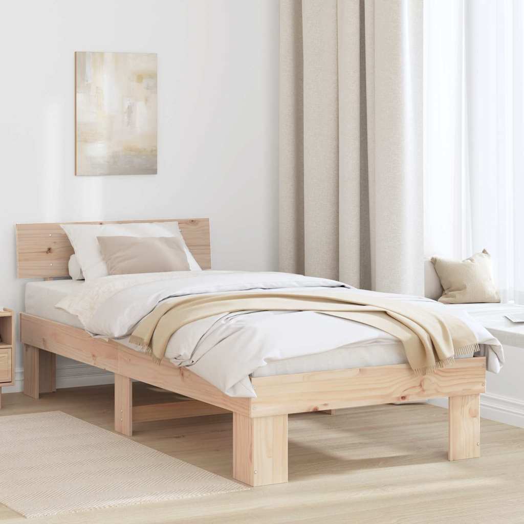 Bed Frame Headboard Solid Pine Wood Length Natural