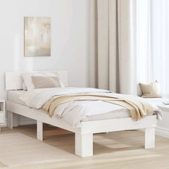 Bed Frame Headboard Solid Pine Wood Length White