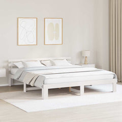Bed Frame with Headboard Solid Pine Wood Length 200 cm White 180 cm