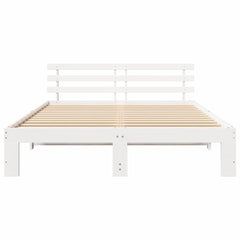 Bed Frame with Headboard Solid Pine Wood Length 200 cm White 140 cm