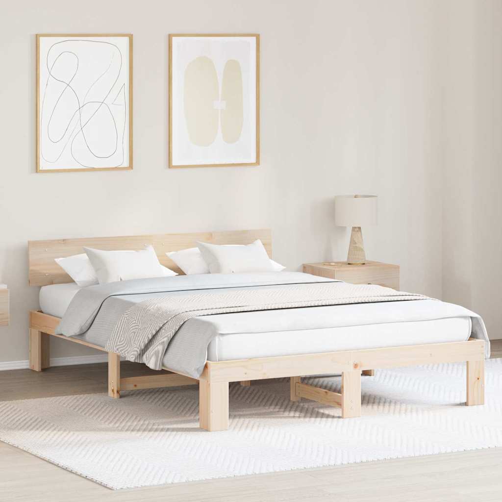 Bed Frame Headboard Solid Pine Wood Length Natural