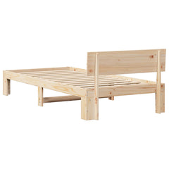 Bed Frame with Headboard Solid Pine Wood Length 200 cm Natural 90 cm