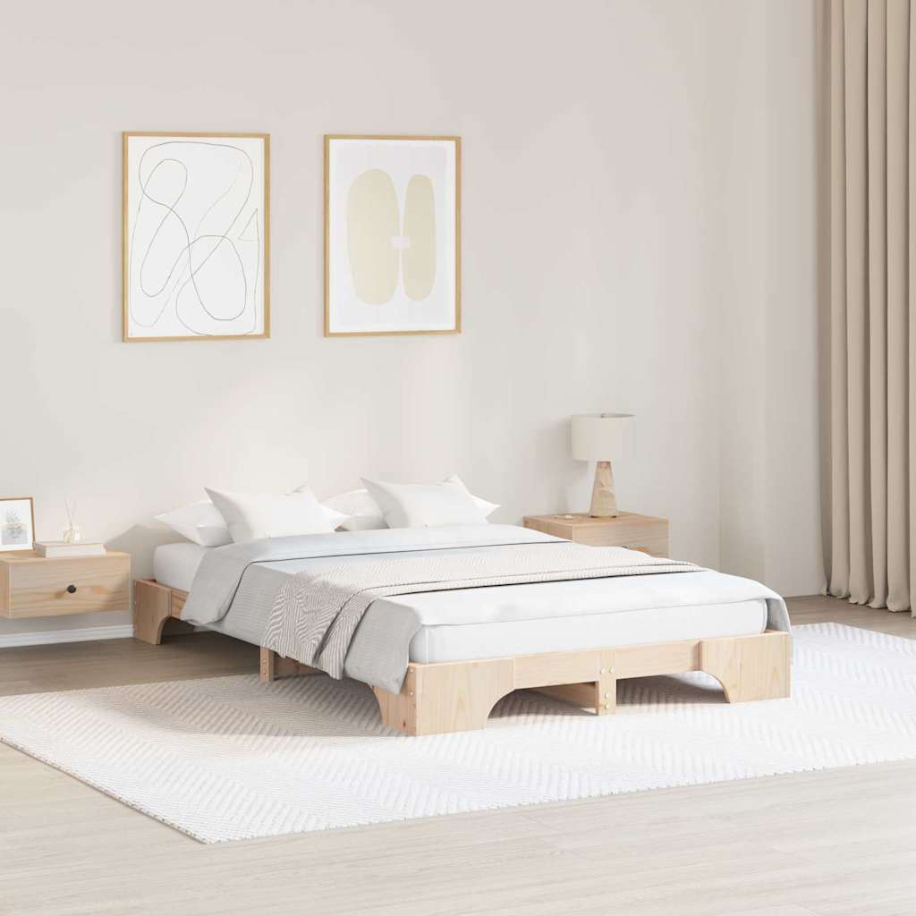 Bed Frame 90 x 190 cm Solid Pine Wood 20 cm Height Natural 140 cm