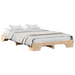 Bed Frame 90 x 190 cm Solid Pine Wood 20 cm Height Natural 140 cm