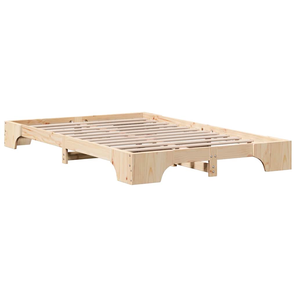 Bed Frame 90 x 190 cm Solid Pine Wood 20 cm Height Natural 140 cm