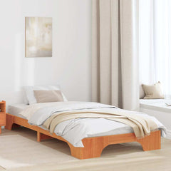 Bed Frame Solid Pine Wood Height Wax brown