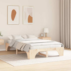 Bed Frame 90 x 190 cm Solid Pine Wood 30 cm Height Natural 140 cm