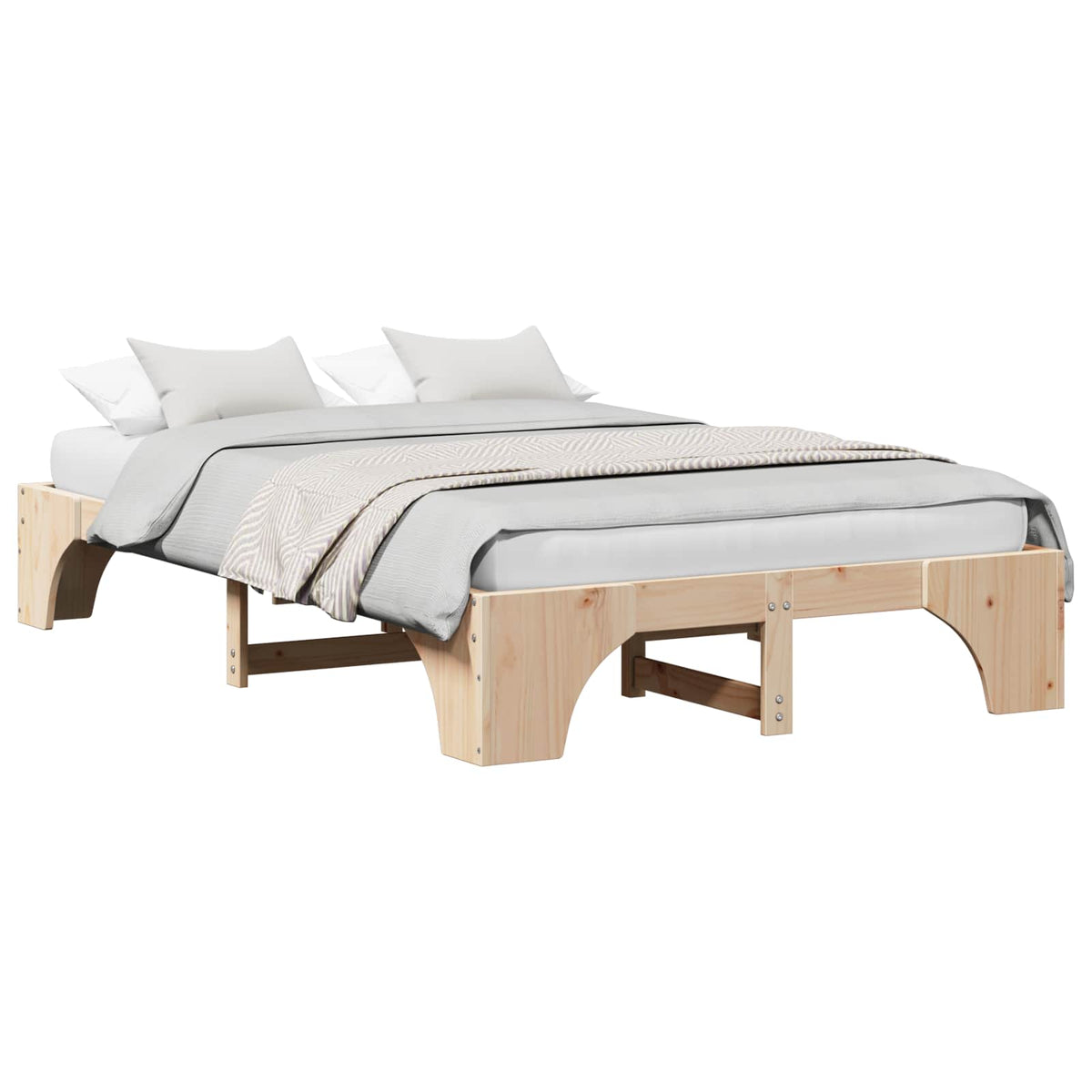 Bed Frame 90 x 190 cm Solid Pine Wood 30 cm Height Natural 140 cm