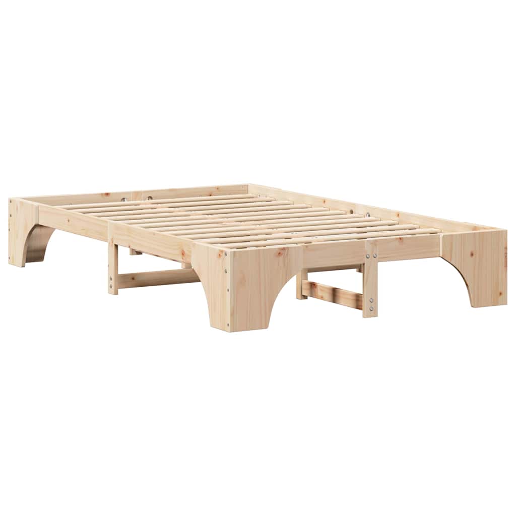 Bed Frame 90 x 190 cm Solid Pine Wood 30 cm Height Natural 140 cm
