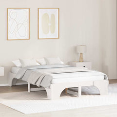 Bed Frame 90 x 190 cm Solid Pine Wood 30 cm Height White 140 cm