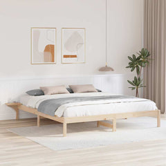 Bed Frame Natural Solid Pine Wood Length 200 cm Brown 180 cm
