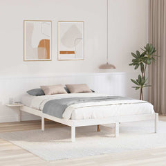 Bed Frame Solid Pine Wood Length 200 cm White 160 cm