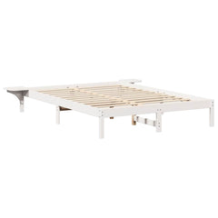 Bed Frame Solid Pine Wood Length 200 cm White 140 cm