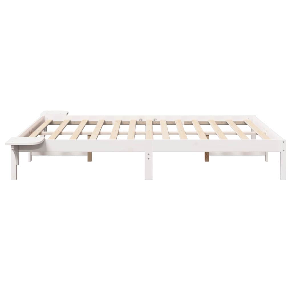 Bed Frame Solid Pine Wood Length 200 cm White 140 cm
