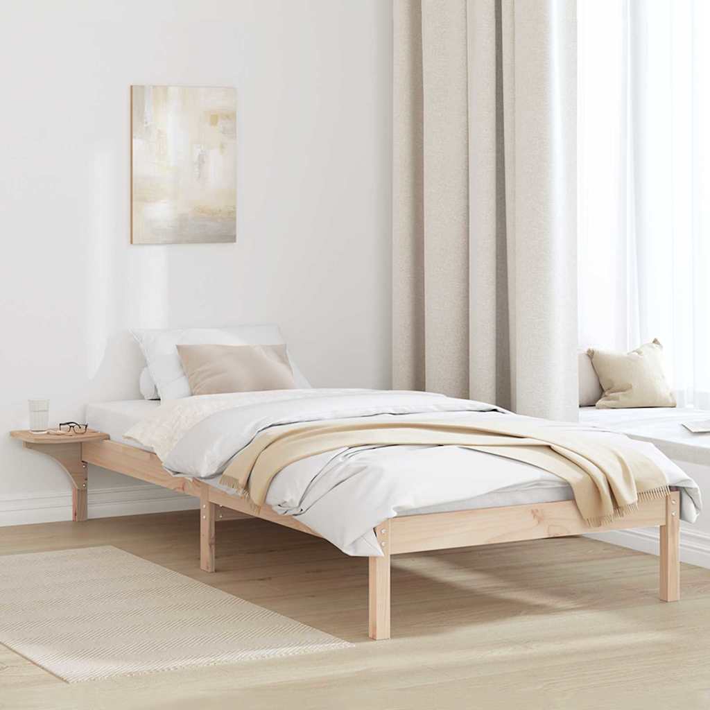 Bed Frame Natural Solid Pine Wood Length 200 cm Brown 100 cm