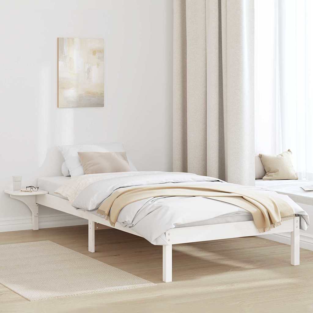 Bed Frame Solid Pine Wood Length 200 cm White 100 cm