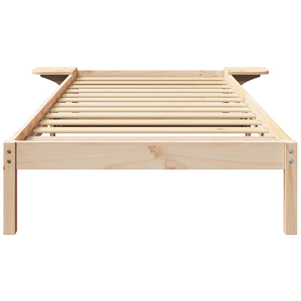 Bed Frame Natural Solid Pine Wood Length 200 cm Brown 90 cm