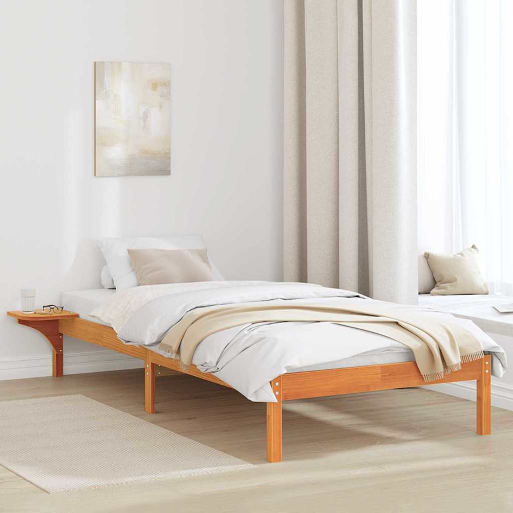 Bed Frame Solid Pine Wood Length Wax brown