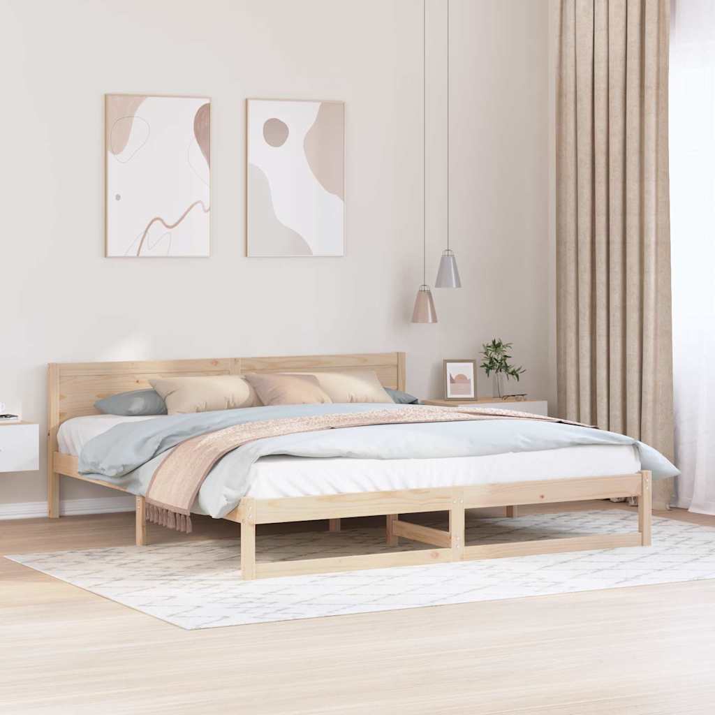 Bed Frame Headboard Solid Pine Wood Length Natural