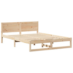 Bed Frame with Headboard Solid Pine Wood Length 200 cm Natural 160 cm