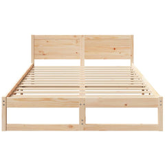 Bed Frame with Headboard Solid Pine Wood Length 200 cm Natural 160 cm