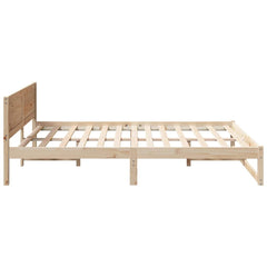 Bed Frame with Headboard Solid Pine Wood Length 200 cm Natural 160 cm