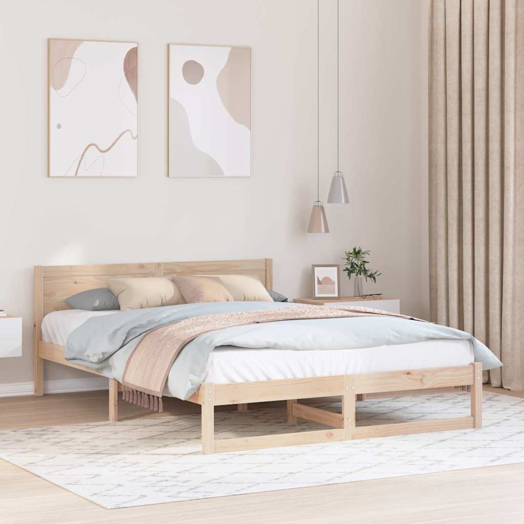 Bed Frame Headboard Solid Pine Wood Length Natural