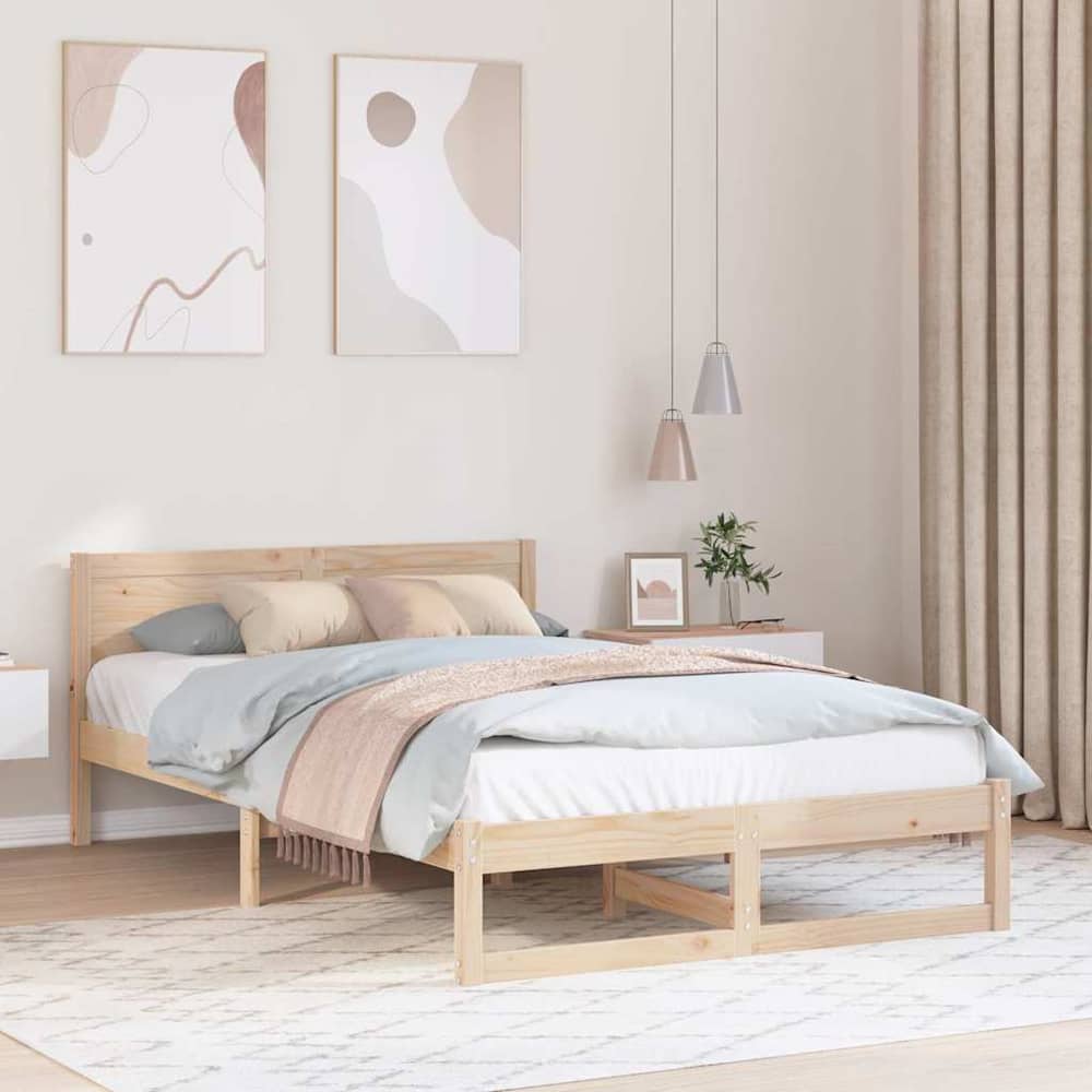 Bed Frame Headboard Solid Pine Wood Length Natural