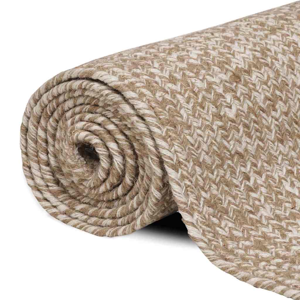 vidaXL Area Rug Natural and White 80 x 250 cm Jute 2